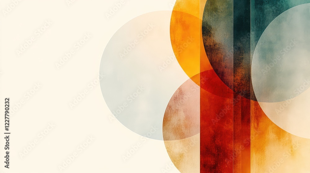 Poster abstract art with gradient shapes and overlapping design on a beige background for modern website de