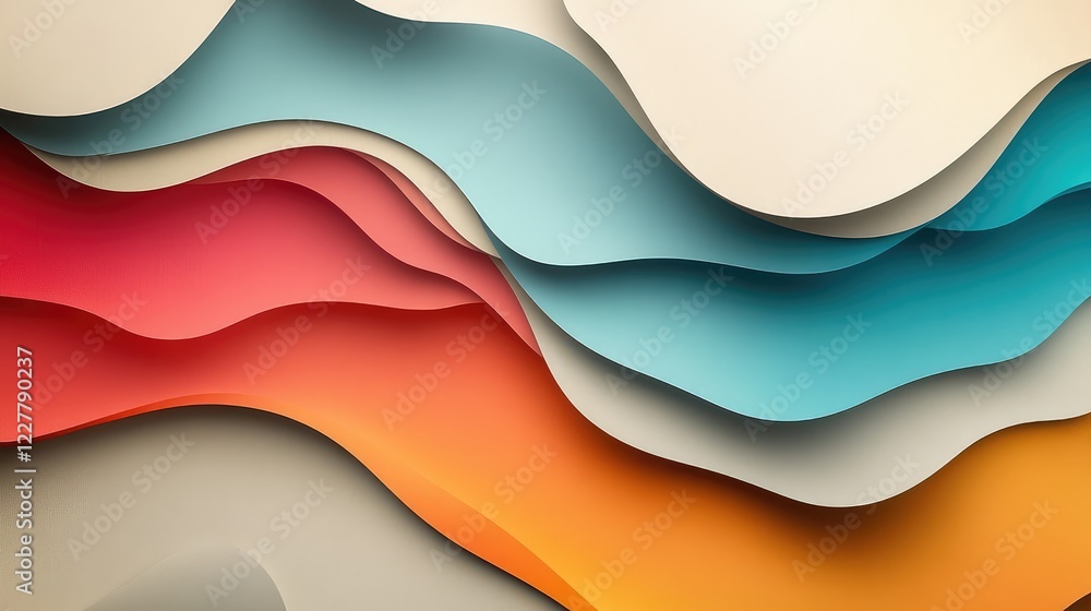 Poster abstract art with vibrant colors, flowing shapes, and geometric patterns - high-resolution backgroun