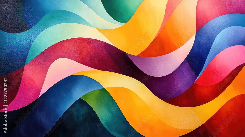 Poster abstract art with vibrant colors, flowing shapes, and geometric patterns - high-resolution backgroun