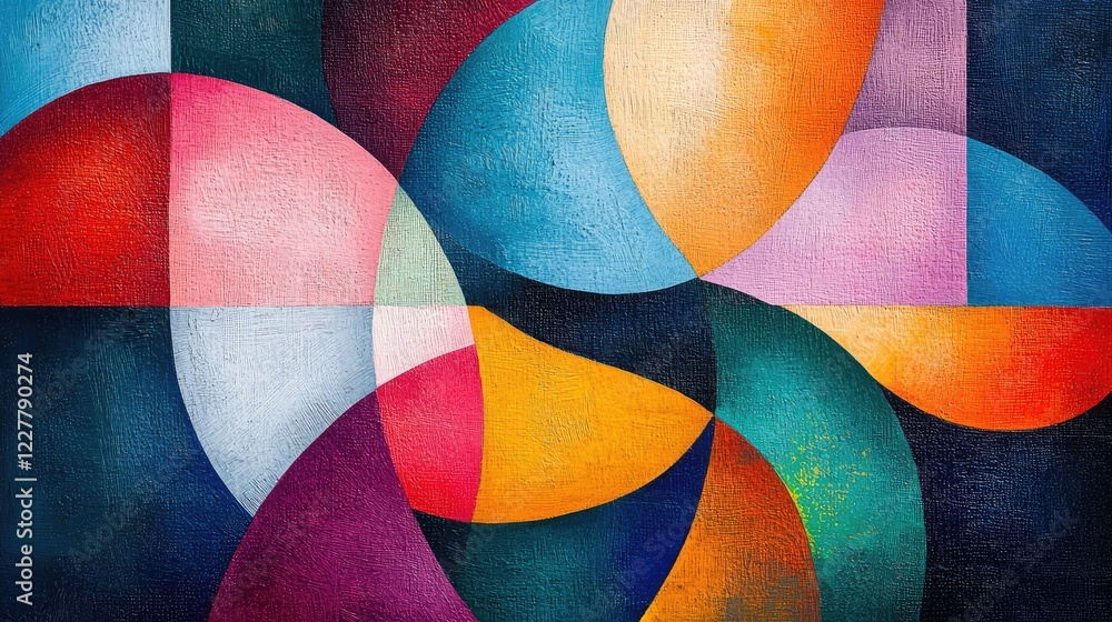 Poster abstract art with vibrant colors, flowing shapes, and geometric patterns - high-resolution backgroun