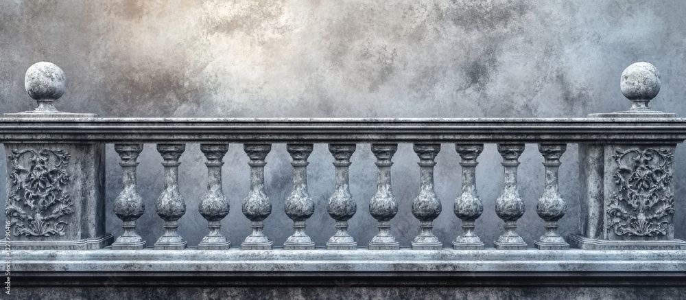 Poster gothic filigree concrete balustrade with light and copy space for elegant text display
