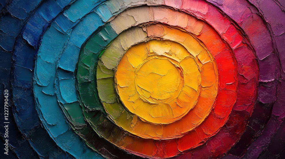 Aufkleber abstract circle art with vibrant colors and textured surface featuring subtle reflection