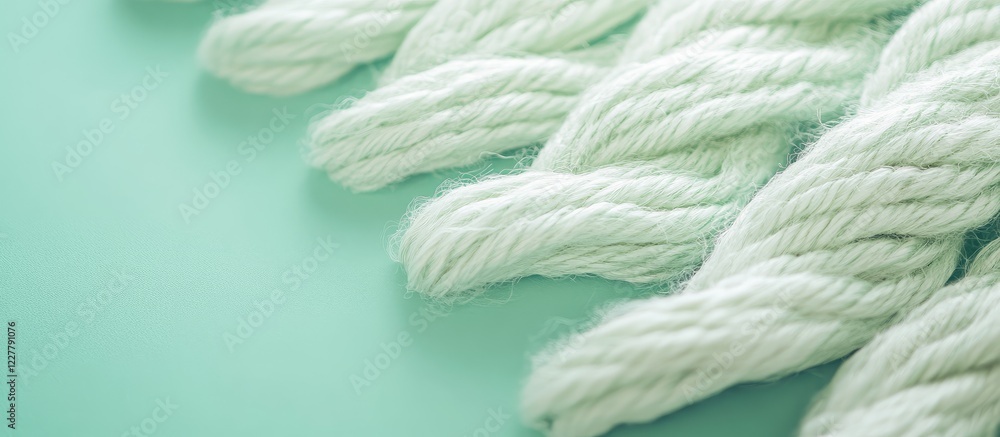 Poster textured green rope on pastel background with generous copy space for branding or design elements