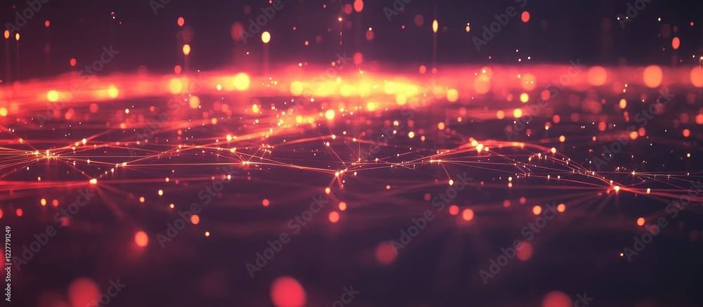 Poster digital technology network illustration with abstract light effects and copy space for text integrat