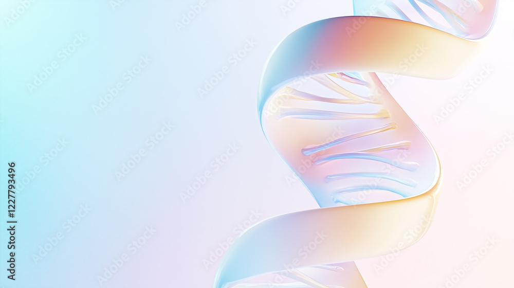 Poster a subtle dna helix appears to float in mid-air against a pale gradient backdrop. the diffused light 