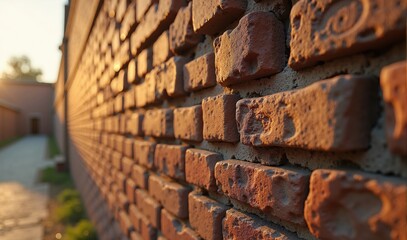 Brick Wall with Historical Carvings and Graffiti