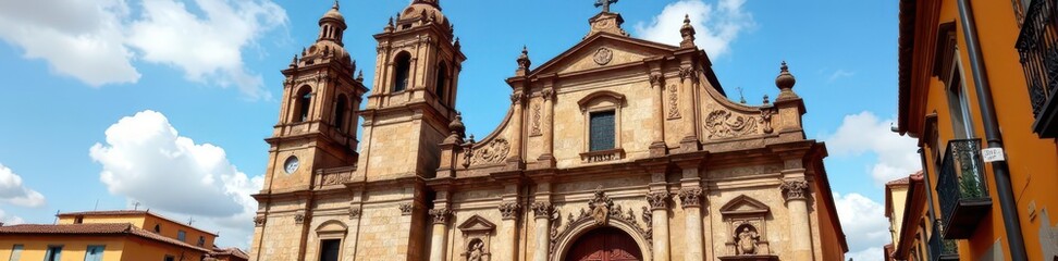 Fototapeta premium Candelaria Basilica's ornate facade, Tenerife , design, sky