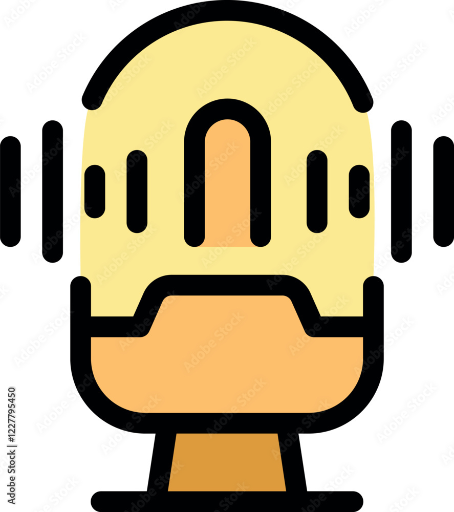 Poster smart speaker receiving audio commands, demonstrating voice recognition technology