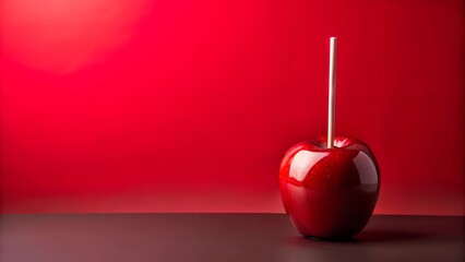 Red Candy Apple on Stick, Sweet Treat, Festive Delight