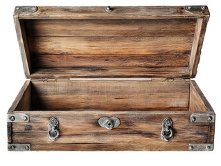 Isolated Open Wooden Chest