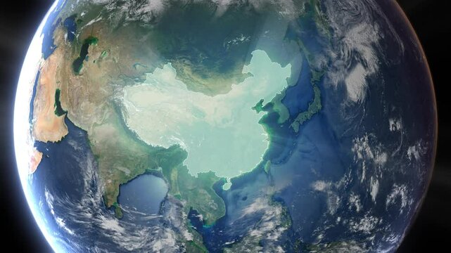 Realistic Earth Rotation And Country Zoom China