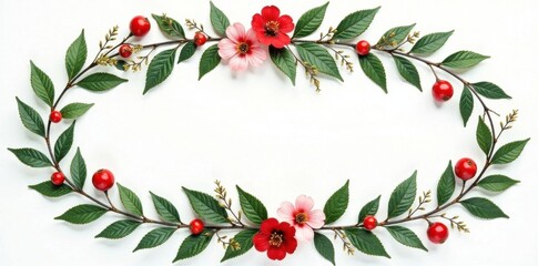 Classic floral wreath with greenery and berries , classic, wreath, elegant