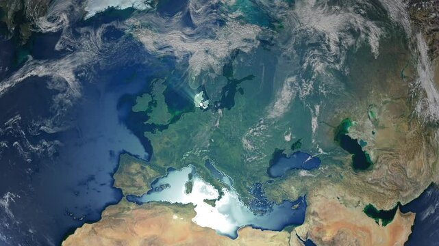 Realistic Earth Rotation And Country Zoom Denmark