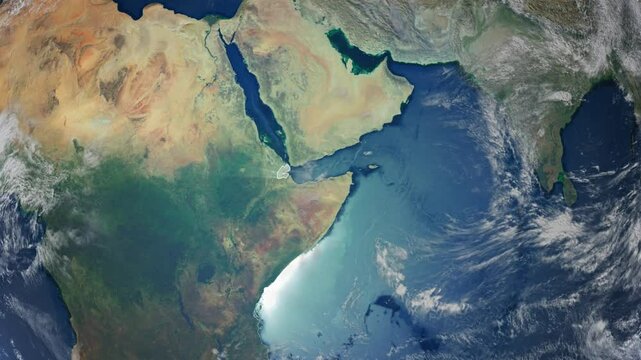 Realistic Earth Rotation And Country Zoom Djibouti