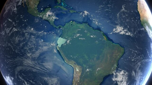 Realistic Earth Rotation And Country Zoom Ecuador
