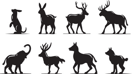 Animals silhouette icons set 
