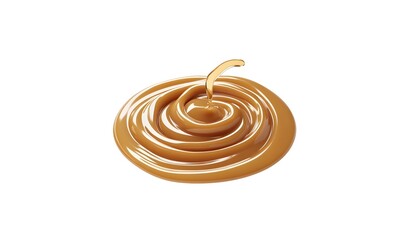Caramel swirl pouring, studio shot, white background, food advertising