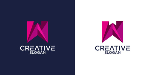 Abstract Geometry isometric logo design Letter W
