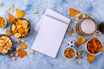 Beer and different snacks for Superbowl or football party