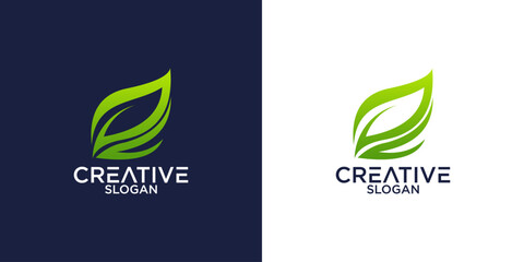 Vector leaf logo, green clean eco icon tree growth. Abstract leaf symbol logo
