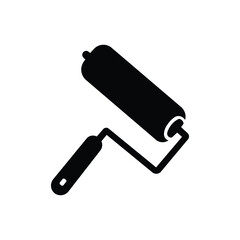 Paint Roller icon. Black Paint Roller silhouette vector illustration isolated on white background.