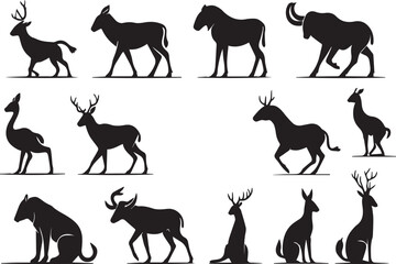 Animals silhouette icons set 