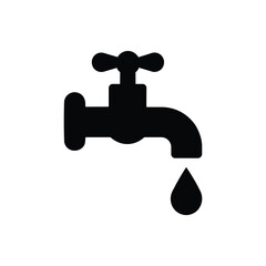 Water tap icon. Black Water tap silhouette vector illustration isolated on white background.