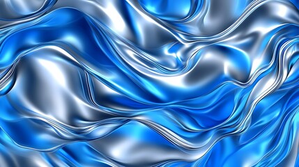 Fototapeta premium Abstract Blue and Silver Liquid Wave Pattern