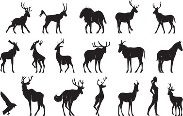 Animals silhouette icons set 