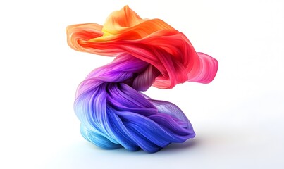 Fototapeta premium Colorful fabric swirl, studio shot, abstract art, design element