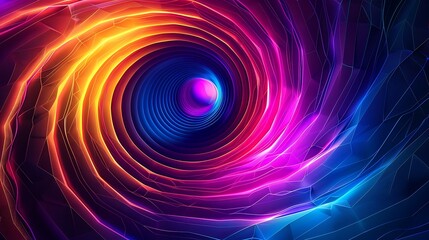 Twisted colored spiral. Curved wireframe tunnel