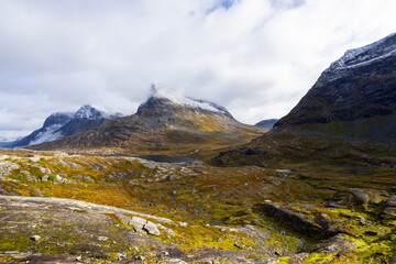 Fototapeta premium Autumn landscape in Trollstigen road in south Norway in Europe