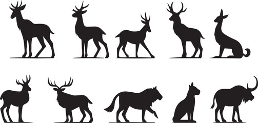 Naklejka premium Animals silhouette icons set 