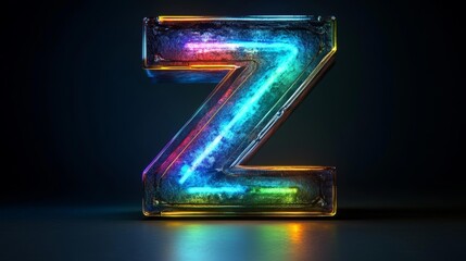 Luminous Multicolored Letter Z with Neon Glow. Generative AI