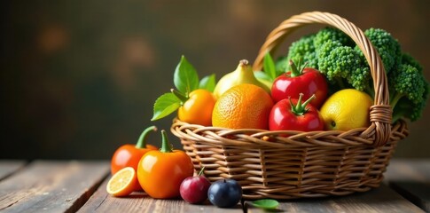 Basket of fresh fruits and vegetables, holiday, vegetables, fruits