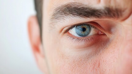 Fototapeta premium Close-Up of an Intense Blue Eye with Eyebrow Detail