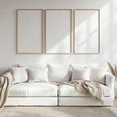 Minimalist Scandinavian Living Room with Blank Frame Mockups 04