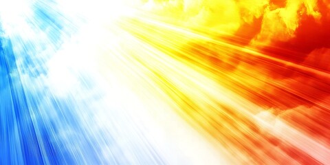Obraz premium Vibrant Sun Rays and Cloudscape Abstract Warm and Cool Color Background