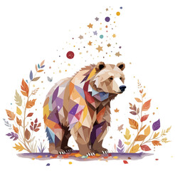 Bear Playful Adorable Fun Animal Colorful Geometric Cute Style