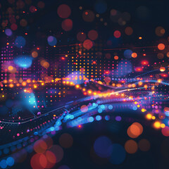 Obraz premium A vibrant abstract design featuring colorful dots and waves, evoking energy and movement.