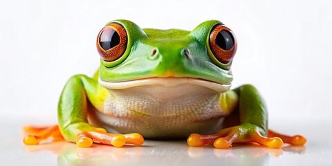 Obraz premium Cute Frog Drawing Minimalist White Background Stock Photo