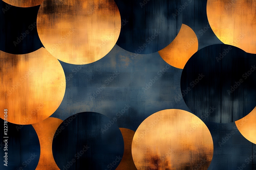 Poster abstract gold and blue circular pattern background texture design