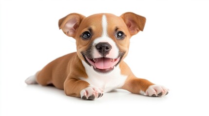 Smiling Australian Terrier Puppy on White Isolated Background. Generative AI