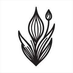 Linear Leek Illustration Design silhouette on white background
