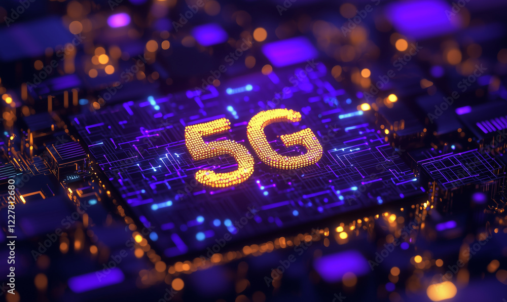Poster exploring the impact of 5g technology on connectivity global networking digital expansion high-tech 