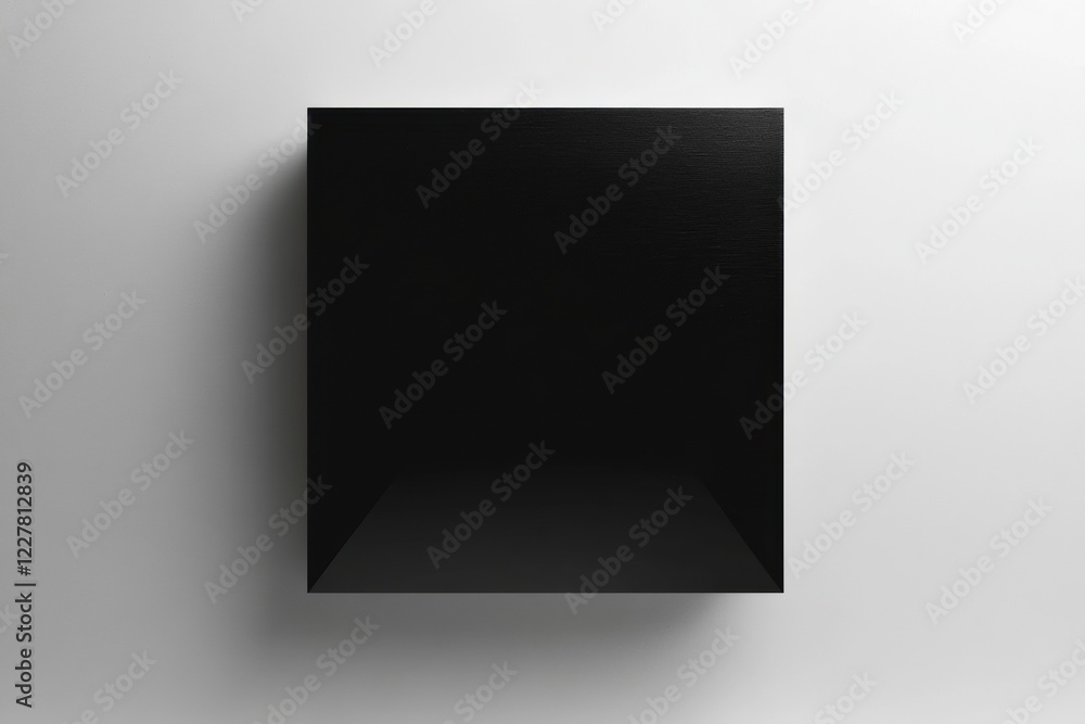 Aufkleber Minimalistic black square on white wall creating a striking contrast in modern art design. Generative AI