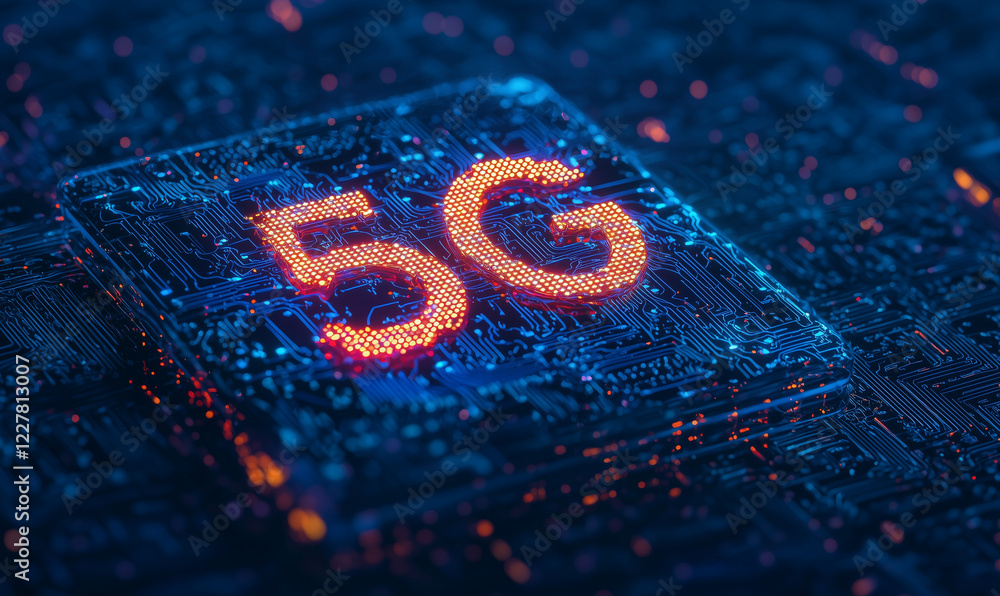Poster exploring 5g technology advancements digital networks visual content high-tech environment close-up 