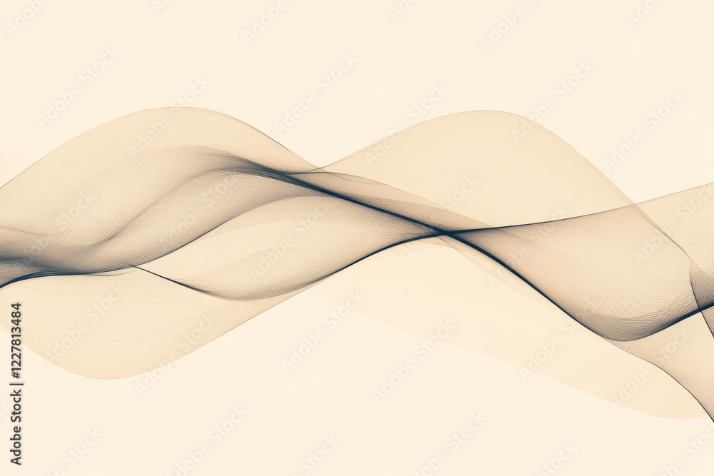 Poster elegant black lines create a flowing wave pattern against a light background for modern decor. gener