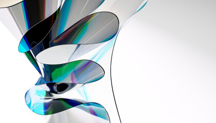 Abstract light play with colorful swirling 3D glass shapes