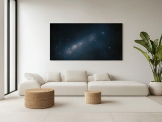 Stylish Living Room with Modern Art and Cozy Furniture Elements